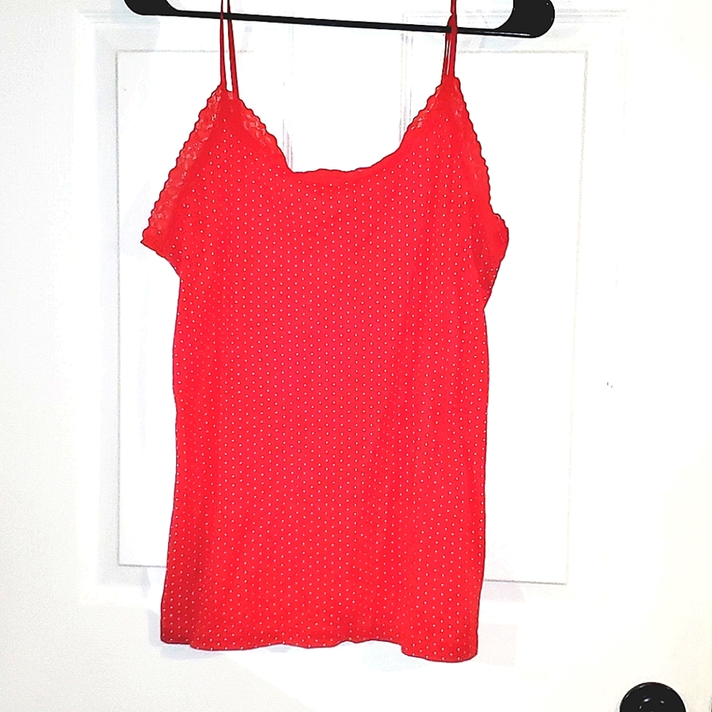 Faded Glory Womens XL Red Polka Dot Tank Top